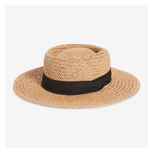7/$20 Joe Fresh Straw Boater Hat brown and black